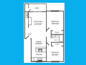 Two Bedroom, One Bath G203 floor plan